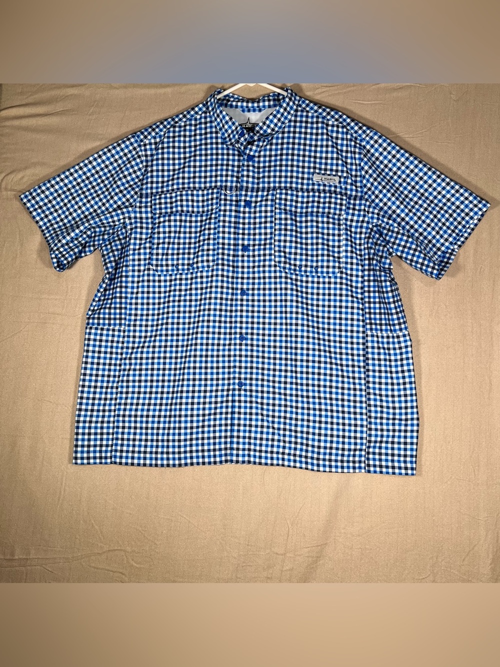 A-020 Habit Men's Check Short-Sleeve Button-Up Shirt